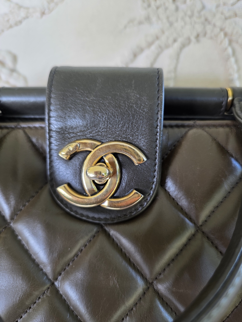 Chanel Quilted Leather Chain Tote Bag - Dark Green - Picture 3 of 13